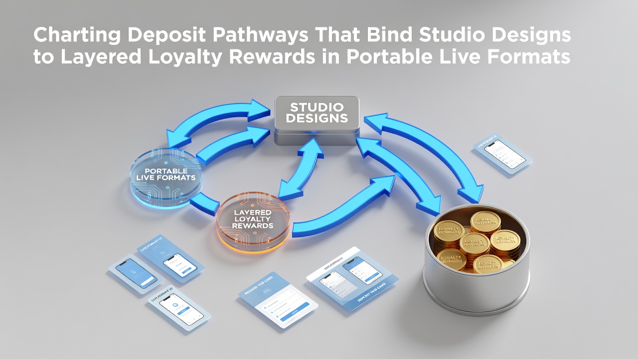 Diagram illustrating deposit pathways connecting game studio designs with mobile loyalty reward structures in live formats