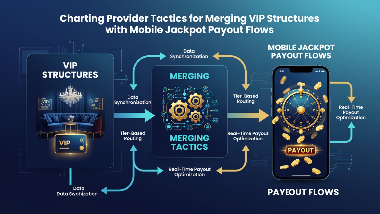 Diagram showing data flow between VIP loyalty databases and mobile jackpot payout engines