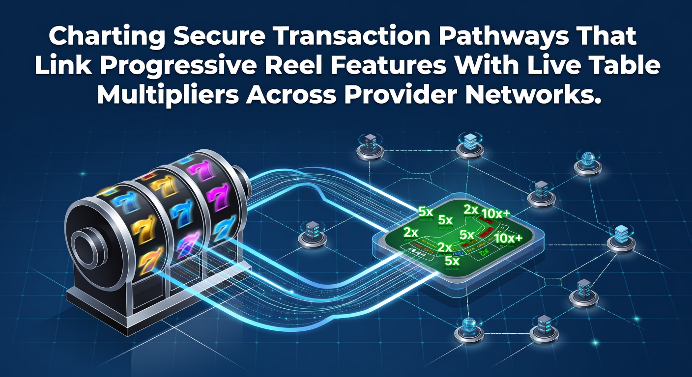 Network diagram showing secure transaction pathways connecting progressive slot reels to live table multipliers across multiple providers