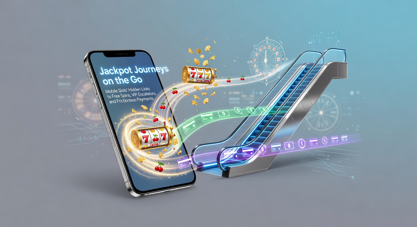 Smartphone screen displaying vibrant mobile slot game with spinning reels, jackpot counters, and free spin notifications overlayed on a journey map graphic