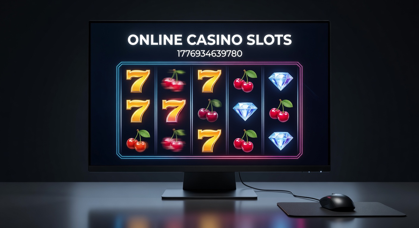 Vibrant online slot reels spinning with jackpot symbols and bonus features glowing on a digital screen