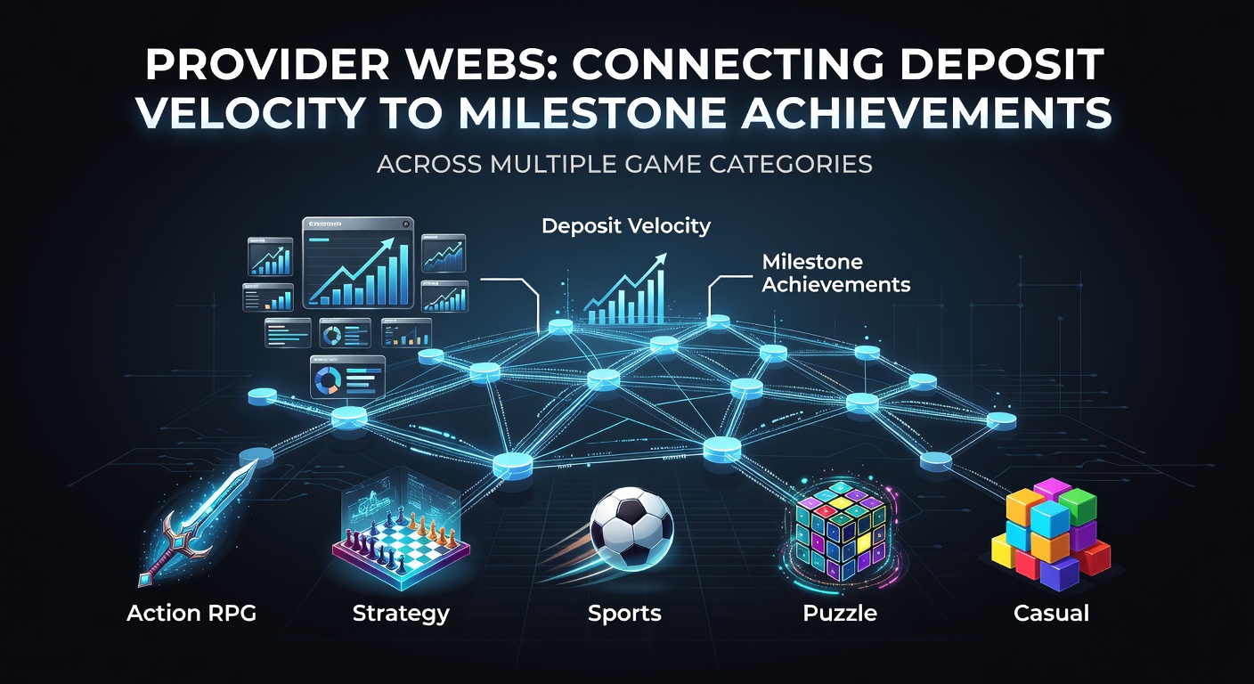 Network diagram showing provider systems linking deposit flows to player milestones in slots and table games