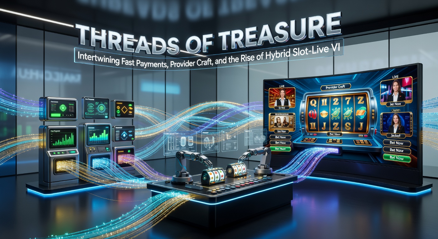 Dynamic hybrid casino scene blending spinning slot reels with live VIP dealer tables, fast payment streams glowing in the background